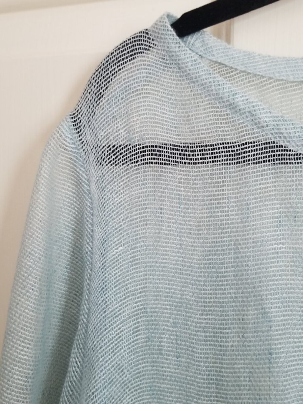 Eileen Fisher Sheer Tunic Top soft baby blue 95% Linen - Picture 3 of 7